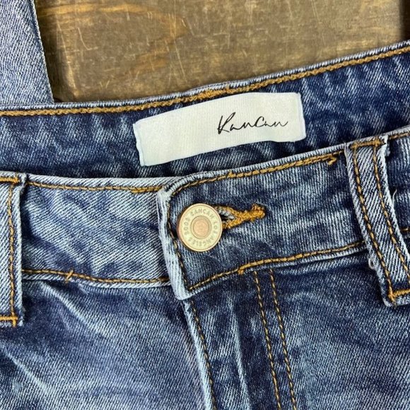 Kancan Los Angeles  High Rise Busted Knee Ripped Skinny Blue Jeans Size 27 - Picture 5 of 8